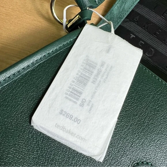 Ted Baker harrlee long tassel saddle shoulder bag in dark green NWT - Picture 7 of 9